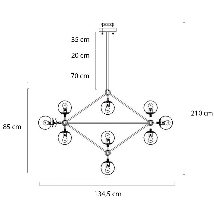 Lampa wisząca PLANETARIO wymiary